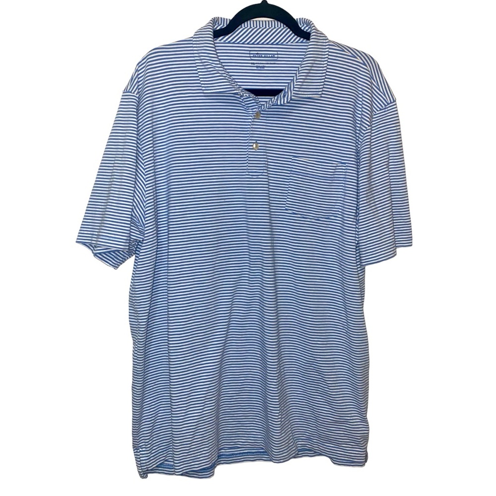 PETER MILLAR | Men’s Striped Performance Polo | Blue/White | Size XL